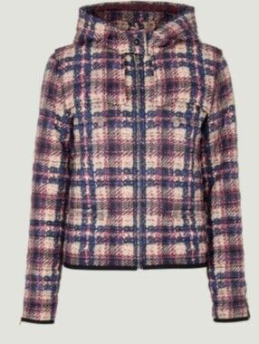 Plaid Hooded Chanel  Jacket in Pink & Blue